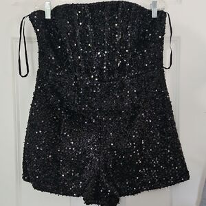 Selfie Leslie Black Sequin Glam Romper